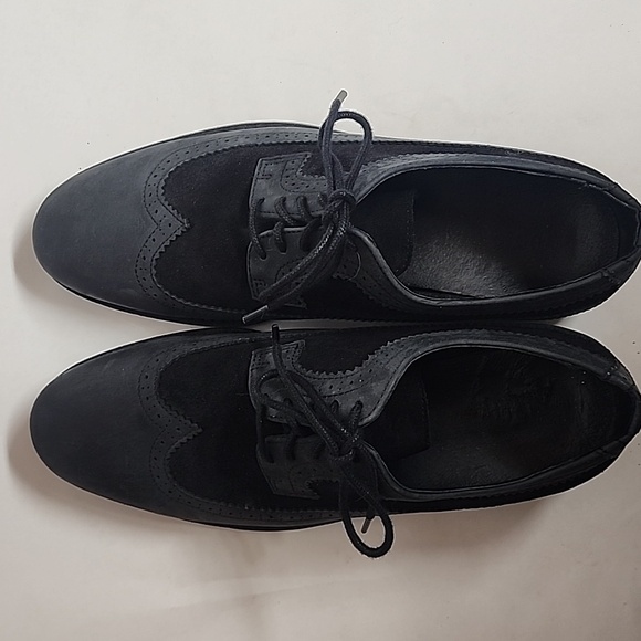 Brusque Size 43/10 Classic Wingtip Black Mens Leather Quality Oxford Shoes - Picture 6 of 9